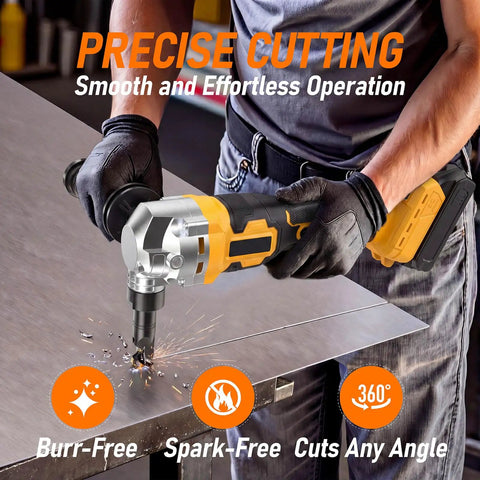 Awesome Cordless Metal Nibbler Compatible With DeWalt 20V Battery Brushless Metal Cutter cutting stainless steel smoothly.