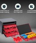 Heavy Duty Metal Small Parts Cabinet With Sliding Rack Drawers Four Removable Tool Boxes And Color Coded Compartments