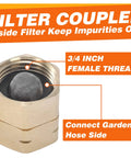 Swivel 3/4 Inch Brass Garden Hose Adapter Female To Female Connector For Pressure Washer with inner filter detail