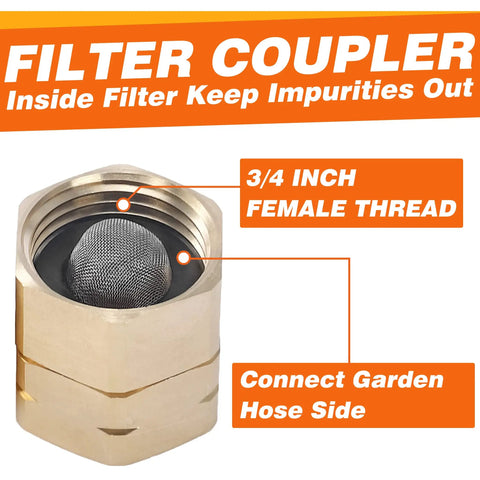 Swivel 3/4 Inch Brass Garden Hose Adapter Female To Female Connector For Pressure Washer with inner filter detail