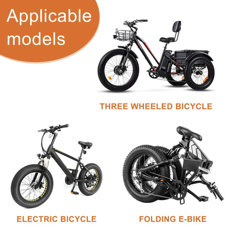 Three wheeled bicycle, electric bicycle, and folding e-bike compatible with Two Pack 20x4.0 Fat Bike Tires And Tubes Puncture Resistant.