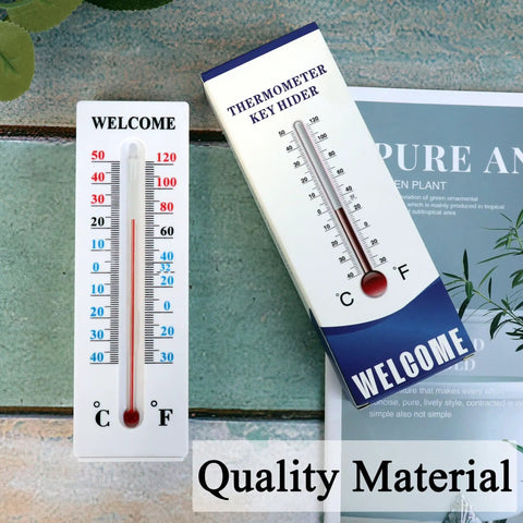 Outdoor Thermometer Key Hider Safe Box Hidden Key Locker For Spare House Keys Weatherproof Secret Compartment Stash Box