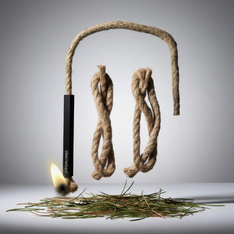 All Weather Fire Starter Kit With Paraffin Wax Infused Hemp Wicks And Aluminum Bellow Sleeve 60 Minute Burn Waterproof Rope Match