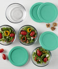 Two Cup Glass Storage Containers With Lids Set Of Four Mint Snugfit Lids Keeps Leftovers Fresh For Meal Prep Reusable Clear Glass