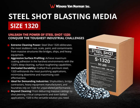 Box of Industrial Strength Heavy Duty Steel Shot Blasting Media XX-Large Shot Size No 4 50lb for rust and paint removal.