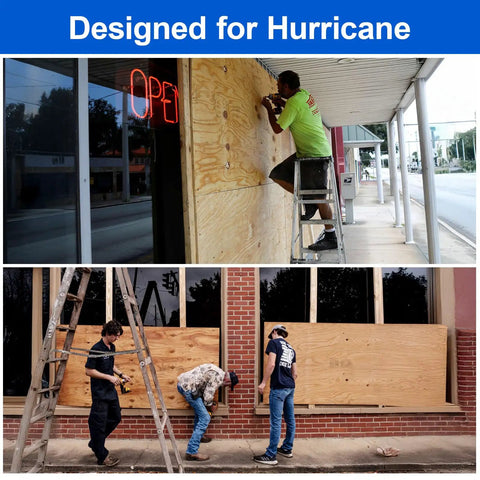Tough As Nails Combo Sidewalk Screw And Bolt Kit In 1/4 By 1/2 Inch used for securing plywood against windows during hurricane preparation.