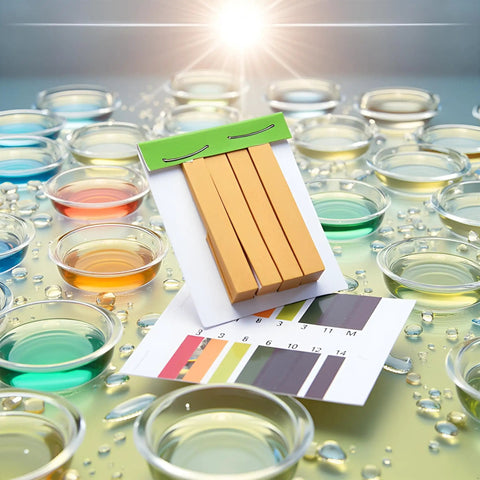 pH Test Strips Kit 1 To 14 With Storage Case For Water Soil Urine Saliva Pet Food And Diet Monitoring Versatile Litmus Paper shown with color samples
