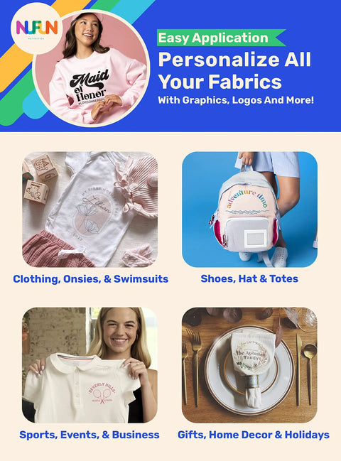 Easy application of Ink Jet Printable Iron On Transfer Paper on shirts, bags, and decor for personalized designs.