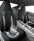 Bucket Gray Front Seat Covers Set for Cars and SUVs, 3D Air Mesh Breathable Fabric, High Back Sporty Design, Airbag Compatible.