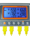 4 Channel Thermocouple Thermometer And Temperature Data Logger With K Type Probes, Digital Reader, large LCD display shown