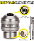 Adjustable Tap Socket Tool Set, 2-Piece One Half Inch Drive, M13 To M19 Chuck, shown with socket adapter