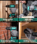 20V Brushless Cordless Hammer Drill With Impact Delivers 492 Inch Pounds Of Torque used in various drilling tasks
