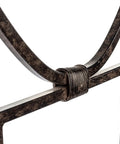Close-up of Heavy Duty Iron Garden Trellis With Decorative Bells Freestanding Outdoor Climbing Support with iron detail.