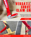 Two Piece Nail Puller Set With 12 Inch Pry Bar And 8 Inch Mini Crowbar Cat Paw Nail Remover showing versatile curved claw end.
