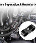 6AN Hose Separator Clamp AN6 Fuel Line Mounting Clamp Aluminum Black 6061-T6 Set Of 10 Inner Hole 0.51 Inch in engine bay