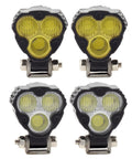 Bright LED Light Kit For RC Crawlers with Clover Style Spotlight shown in a set of four lights for 1:18 to 1:24 scale rigs.
