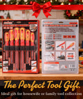 Heavy Duty Six Piece Insulated Screwdriver Set With Sure Grip Magnetic Tips And Certified 1000V Safety Crafted Badass From Chromium Steel With Comfy Rubber Handles in packaging.