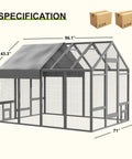 Sturdy Wooden Chicken Coop With Large Run And Covered Outdoor Space For Backyard Flock dimensions and packaging
