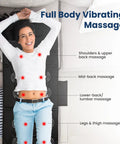 Woman using Full Body Massage Mat With Heat And Vibration Ten Motors Four Heating Zones 30 Minute Auto Shut Off Foldable Relaxation Pad