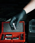 8 Piece Stud Extractor Set For SAE And Metric, Broken Stud Removal Sockets with red case in automotive repair setting