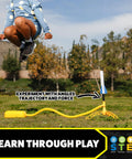 Child jumping to launch Glow In The Dark Rocket Launcher Kit For Kids With Four Soft Foam Rockets Backyard Blast Off STEM Toy