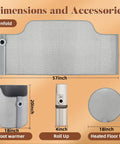 Dimensions of Under Desk Space Heater for Office and Home, Quiet Electric Foot and Leg Warmer With Heated Floor Mat shown.