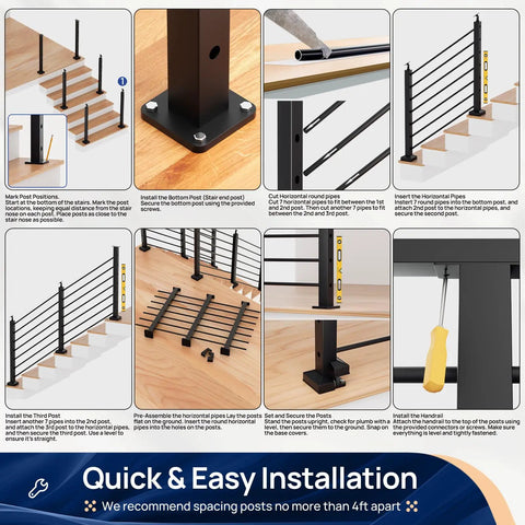 Flat Out Durable Aluminum Railing Post 35 X 2 X 2 Inch Middle Brace For Horizontal Deck Guard Rails installation instructions.
