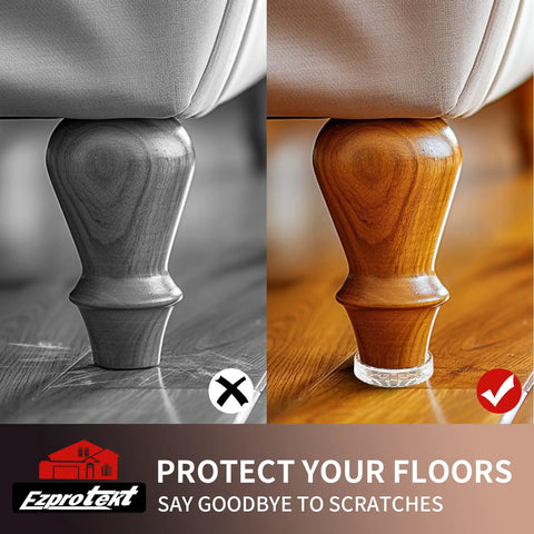 No Slip Furniture Pads 16 Pcs 1.6 Inch Round Rubber Caster Cups Anti Skid Coasters For Hardwood Floors Keep Furniture From Sliding With Clear Anti Slip Grippers And Stoppers shown protecting wood floor