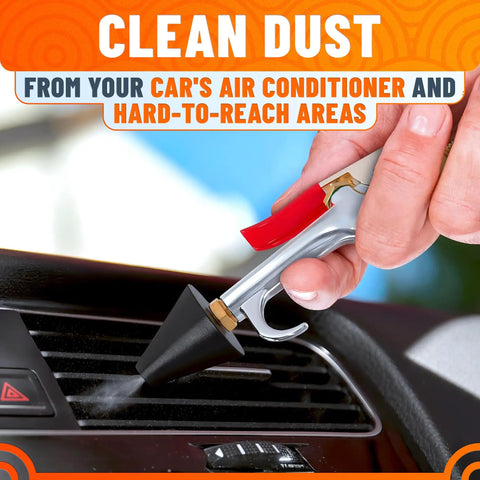 Badass Stainless Steel Air Nozzle Blow Gun For Compressor Systems High Pressure Dust Blaster With Five Point Three Inch Jet Tip Slick For Tight Spaces And Workshop Rig Cleanup Tasks cleaning dust from car air vents using precise jet tip.