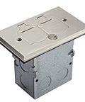 Flip Lid Floor Box Kit With 20A Tamper-Resistant Duplex Outlet, 1-Gang Junction Box, Watertight Gasket, UL Listed view from top angle