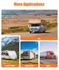 RV, travel trailer, camper van, and truck on roads highlighting use of Dual CO And LP Gas Detector For RVs With Digital Display, Hardwired 12V Alarm