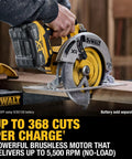 Badass Cordless Circular Saw Featuring Brushless Motor And 7-1/4 Inch Blade Pushing 5500 Rpm cutting through wood with precision.
