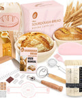 Pink Sourdough Bread Making Kit With Round Nine Inch And Oval Ten Inch Proofing Baskets Sourdough Jar Silicone Spatula
