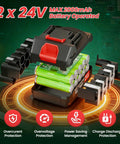 2x2000mAh batteries for Cordless 24V Weed Wacker With 2x2000mAh Batteries And Fast Charger 3 In 1 Stringless Lightweight Brush Cutter Edger Mower