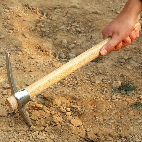 2 In 1 Gardening Pick Axes With Stainless Steel Double Headed Mattock And Wooden Handle Ergonomic Grip for digging soil
