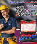 70 Piece Thread Checker Set For Nuts And Bolts, Includes 37 Inch And 33 Metric Gauge Box, SAE And Metric Sizes, Compact Kit
