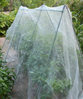 10x15 Ft Garden Netting For Insect Barrier And Pest Protection covering plants in a garden, fine mesh structure visible