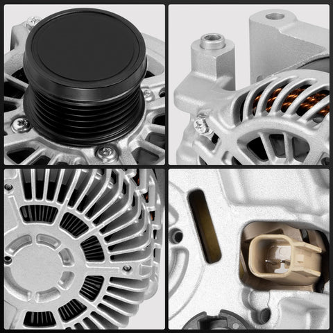 Detail view of 160A 12V High Output Alternator for 2.4L Chrysler 200 2015 2017 Fiat 500X 2016 2018 Jeep Cherokee Compass