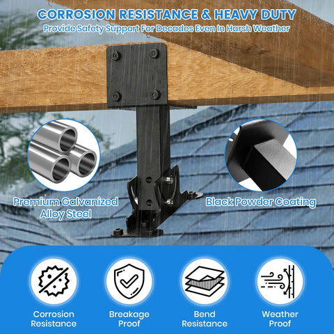 Heavy Duty Roof Riser Brackets Kit 3 Pcs 4x4 To 4x6 Lumber Built To Last With Adjustable 0 To 180 Degree Pergola Brackets Black Powder Coated Fit For Patio Gazebos And Outdoor Pergolas