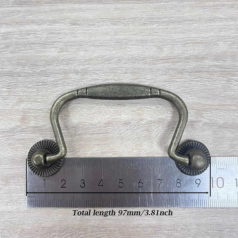 Antique Bail Pulls For Drawers And Cabinets Bronze Zinc Alloy Hardware With 3.1 Inch Center Spacing, measured with ruler