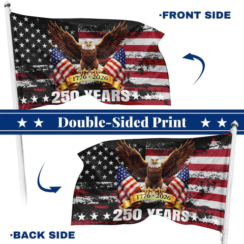 250th Anniversary USA Flag 3 By 5 Foot Double Sided All American Flag Commemorating 1776 To 2026 With UV Protection Weather Resistant Nylon