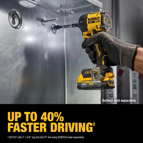 Quiet 20V Max Quarter Inch Hydraulic Cordless Impact Driver With Brushless Motor LED Halo Ring XR Extreme Runtime Tool in use