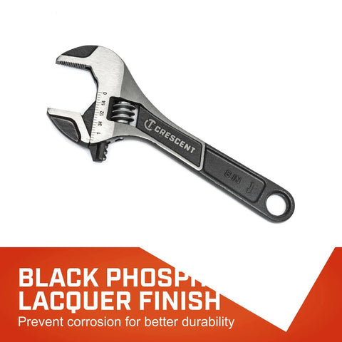 Wide Jaw Adjustable Wrench For Plumbing 6 Inch With Micro Serrations For Superior Grip Go To Tool For Home Improvement Repair And Garage Must Have Versatile Heavy Duty showing black phosphate finish