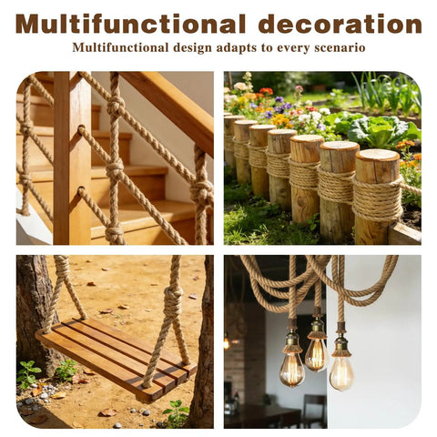1 Inch Thick Natural Jute Rope 100 Feet Heavy Duty Twisted Manila Hemp Rope used in decor and gardening scenarios