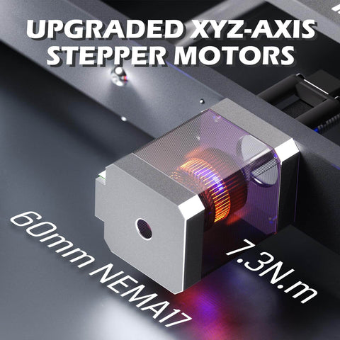 3020-PRO Ultra CNC Router Machine with all-metal frame showing 60mm NEMA17 stepper motor and torque details
