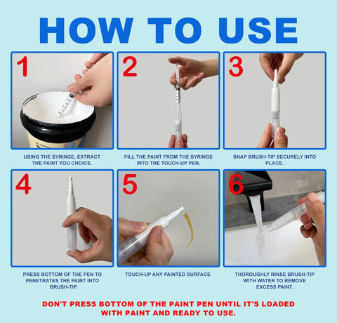 Instructions for using Translucent Touch Up Paint Brush Pen Set Of 3 For Quick Fixes On Walls Wood Floors Cabinets Desks.