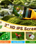 Kids Microscope 200 to 1000X With 2 Inch IPS Screen STEM Science Kit for Ages 3 12 Educational Dope Toy for Exploring Leaves Coins Insects and More Kid Friendly Bright Yellow showing 2-inch screen