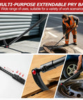 Built Different Heavy Duty 29 To 48 Inch Adjustable Pry Bar With 14 Position 180 Degree Rotating Head Extendable Telescoping Crowbar For Mechanics And Tough Jobs in action lifting debris in various scenarios.