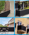 Heavy Duty Balcony Privacy Screen 3 By 20 Feet Black Fence Cover With Grommets and Zip Ties 170 GSM Breathable Mesh on balconies.