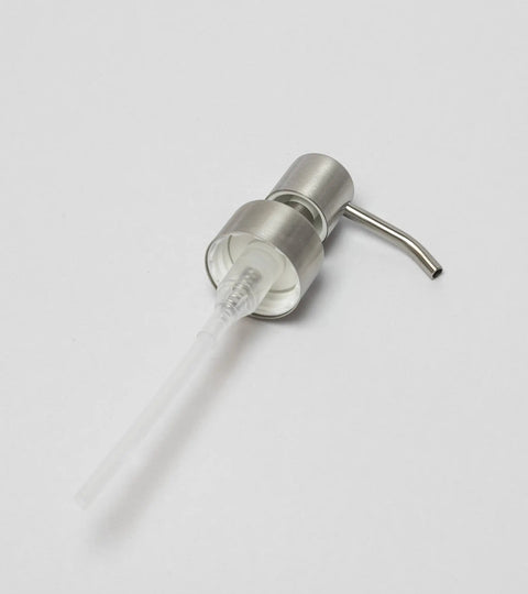 Soap Dispenser Pump Head Replacement For Standard 28 400 Neck Size 26 To 28 Mm Stainless Steel Brushed Finish on white background